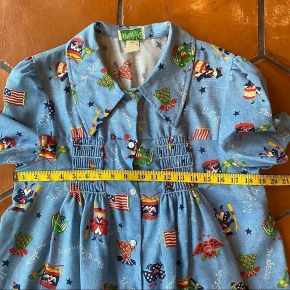 Vintage 70’s Winnie Womens Smocked Cottage Core All Over Print Blouse 15 / 16 - Picture 8 of 9